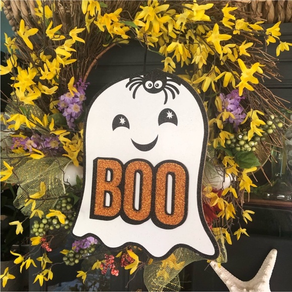 NWT! Beach Seashells Forsythia & Willow Wreath Fall Summer Flowers - Picture 6 of 10